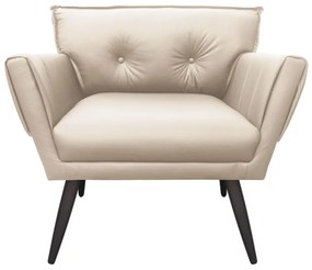 Kit 02 Poltronas Anitta Corino Pés Palito de Ferro D03 - D'Rossi - Bege