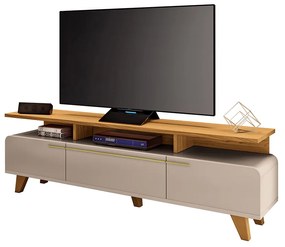 Rack para Sala Bancada de TV 70 Pol 200cm Zuri 2.0 H01 - D'Rossi - Off White e Cinamomo