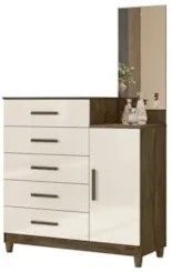 Cômoda Para Quarto 104cm Com Espelho Kyra Castanho Wood/Off Z17 - Mpoz
