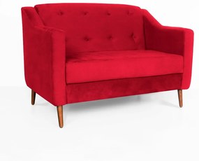 Namoradeira Bruna 1,20 m 2 Lugares Pés Palito Suede Vermelho
