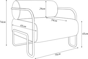 Kit 2 Poltronas Decorativas Sala de Estar Polatsk Base Industrial de Ferro Veludo Cinza Claro G33 - Gran Belo