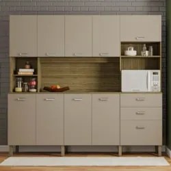 Armário de Cozinha Compacta 222cm Intesa Z06 Freijó/Vanilla - Mpozenat