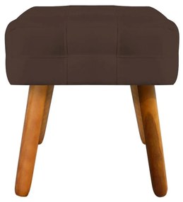 Puff Banqueta Decorativo Pé Palito de Madeira Kit 2 Elisa Suede Marrom D03 - D'Rossi