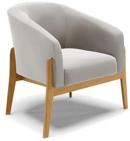 Poltrona Stella Veludo Base Madeira Castanho D03 - D'Rossi - Cinza