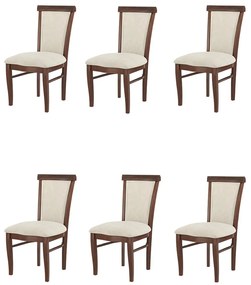 Kit 6 Cadeiras Decorativa Sala de Jantar Madeira Maciça Fabregas Facto Pérola/Capuccino G42 - Gran Belo