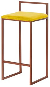 Banqueta Decorativa Selena Base Bronze Suede Amarelo G41 - Gran Belo