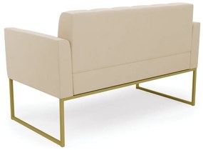 Sofá Namoradeira Elisa Suede Base Metálica Industrial Dourado - D'Rossi - Bege