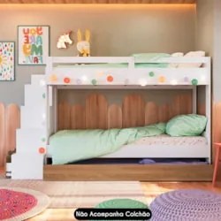 Treliche Infantil Com Escada e Nichos Infix C06 Branco/Aveiro - Mpozen