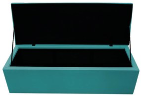 Recamier Baú Estofada Mel 140 cm Casal Com Capitonê  Suede Azul Turquesa - ADJ Decor