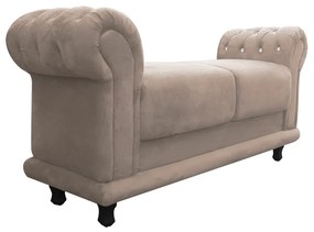 Recamier Barcelona Namoradeira Calçadeira Suede Bege com strass D'Rossi