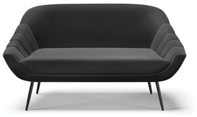 Namoradeira 02 Lugares Giovana Suede Pés Palito de Ferro - D'Rossi - Preto