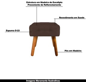 Puff Decorativo Pés Palito Karen Suede Marrom G19 - Gran Belo