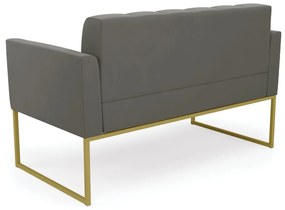 Sofá Namoradeira Elisa Suede Base Metálica Industrial Dourado - D'Rossi - Grafite