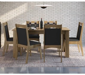 Conjunto Completo Jantar Cozinha Mesa Elástica 6 Cadeiras