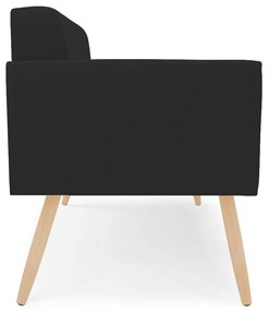Sofá Namoradeira Elisa Veludo Pés Palito Natural - D'Rossi - Preto