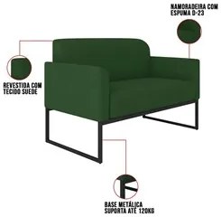 Kit Namoradeira e 1 Poltrona Decorativa Base Industrial Preta Maressa