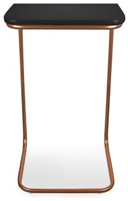 Mesa Lateral Tampo Multiuso Para Sofá Base Bronze - D'Rossi - Preto