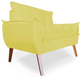 Kit 2 Poltronas 1 Namoradeira Apolo Pés Madeira Suede Amarelo - Sheep Estofados - Amarelo