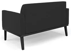 Sofá Namoradeira e 2 Poltronas Base Madeira Preto Maressa Veludo Preto