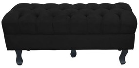 Puff Retro Luis Xv com Baú Capitonê 1 Metro Suede Preto  - D'Rossi