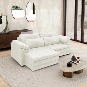 Sofá Retrátil Elétrico Sala de Estar Nolan Bipartido 175cm Conforto Premium em Couro Branco Manchado G58 - Gran Belo