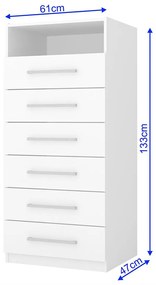 Cômoda Madri Multiuso Organização 6 Gavetas Premium Branco