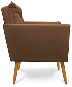 Kit 2 Poltronas Tais Suede Marrom Pés Palito Castanho - D'Rossi