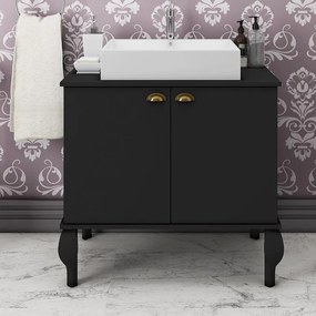Gabinete De Banheiro Provençal Balcão Espelho Preto