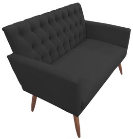 Kit 2 Poltronas 1 Namoradeira Clara Capitonê Pés Palito Suede Preto - Sheep Estofados