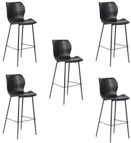 Kit 5 Banquetas Base Aço Fixa Naboo PU Preto G56 - Gran Belo
