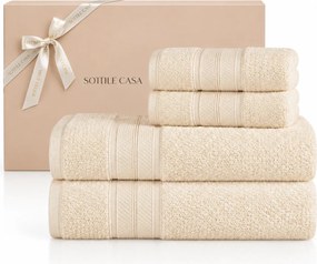 Kit 4 Pçs Toalhas Karsten 100% Algodão Nuvia c/ Caixa de Presente - Vanilla  Vanilla