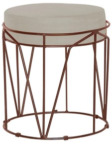 Puff Decorativo Sala de Estar Base Bronze Chloe Suede Bege G41 - Gran Belo