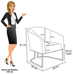 Poltrona Decorativa Industrial Preto Stella Cotelê Ext/Veludo Off White D03 - D'Rossi
