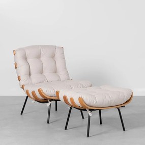 Poltrona Costela com Puff Tent Trigo - Poltrona Costela com Puff - Tent Trigo
