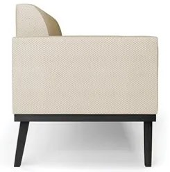 Sofá Namoradeira Base Madeira Preto Maressa Veludo Luxo Off White - Ib