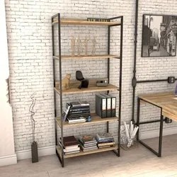 Kit 3 Estantes Livreiro Prisma Estilo Industrial 80cm 5 Prateleiras C0