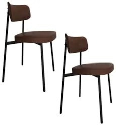 Cadeira de Jantar Estofada Kit 2 Ella M25 Sintético Marrom - Mpozenato