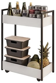 Carrinho Gourmet Auxiliar para Cozinha 2 Prateleiras Noah Preto M13 - D'Rossi - Branco