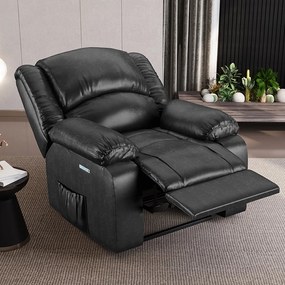 Poltrona do Papai Reclinável Sala de Cinema Madrid Elétrica Touch USB PU Preto Brilho G23 - Gran Belo