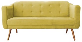 Namoradeira Bruna 1,60 m 3 Lugares Pés Palito Suede Amarelo
