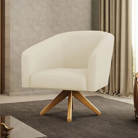 Poltrona Decorativa Giratória MA30 Stella Cotelê Ext/Veludo D03 - D'Rossi - Off White