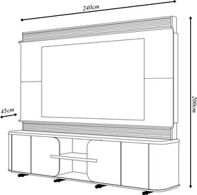Home Estante TV 75" Ahri Ripado Canelado 4 Portas com Amortecimento Bali/Cedro G18 - Gran Belo