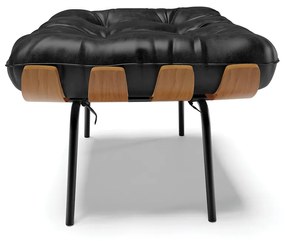 Puff Costela Corano Base Metálica Preto - D'Rossi - Preto