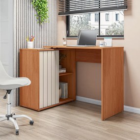 Escrivaninha Mesa Computador 140cm Tamires C01 - D'Rossi - Freijó/Off White