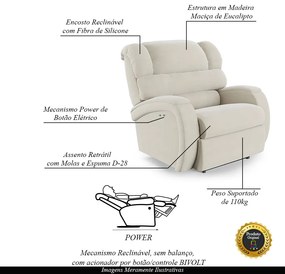 Poltrona do Papai Sala de Cinema Reclinável Kylie Power Touch Veludo Bege G23
