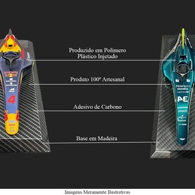 Conjunto 2 Miniaturas de Quadro Decorativos 33cm x 12,5cm Carro F1 Aston Mrtn nº34 e RB nº4 G53 - Gran Belo