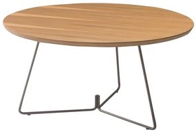 Mesa Centro Ovale Tampo Teka com Base Grafite 70 cm (LARG) - 49447 Sun House