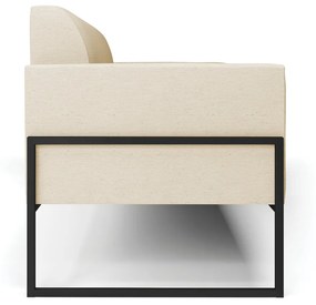 Sofá Namoradeira Base Industrial Alta Preto Marisa Linho Bege A19