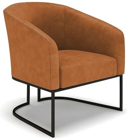 Poltrona Sala Estar Industrial Preto Stella Sintético PU Whisky D03 - D'Rossi