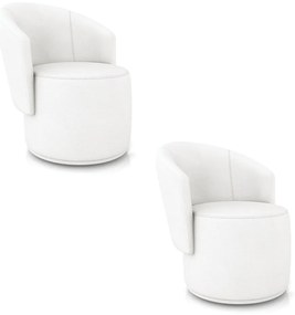 Poltrona Decorativa Orgânica Fixa para Sala Kit 2 Malu Sintético M11 - D'Rossi - Branco